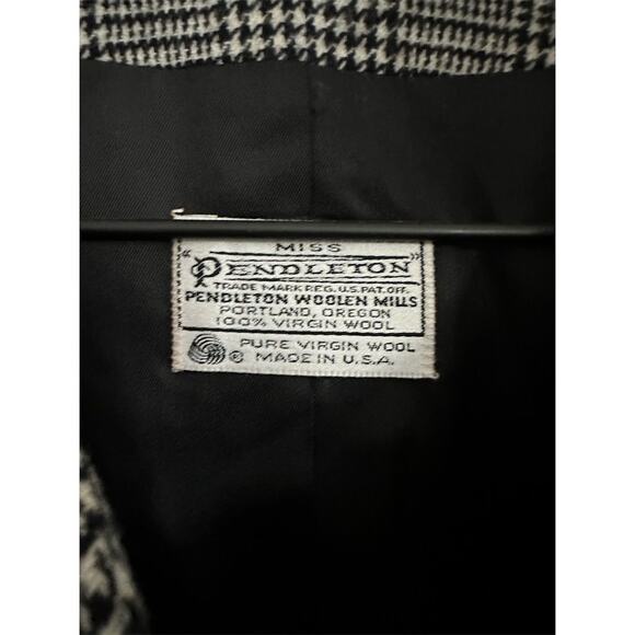 Pendleton Women's Vintage Wool Overcoat M Black Houndstooth Formal Jacket - Picture 3 of 4